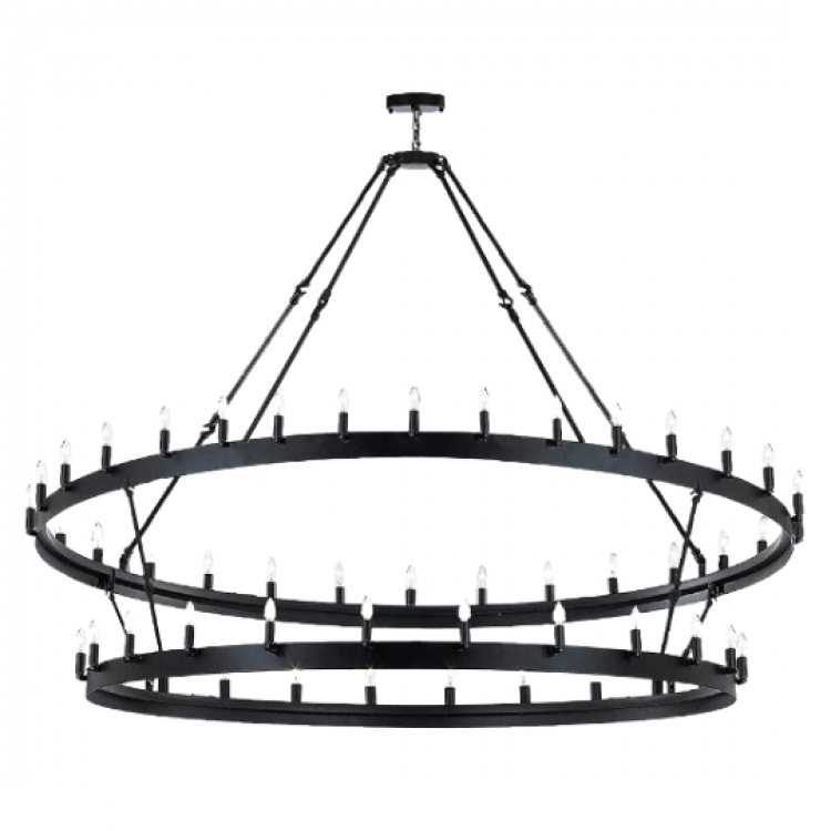 Wrought Iron Vintage Two Tier Chandelier