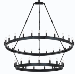 Wrought Iron Vintage Two Tier Chandelier